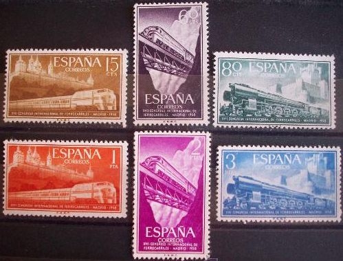 z vendido España 1958 1232/37 Sellos ** Congreso Ferrocarriles Completa Timbres Espagne Spain Spagna Espana Spanje Spanien 