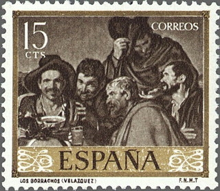 ESPAÑA 1959 1238 Sello ** Pintor Diego Velazquez Los Borrachos 15cts Timbre Espagne Spain Spagna Espana Spanje Spanien 