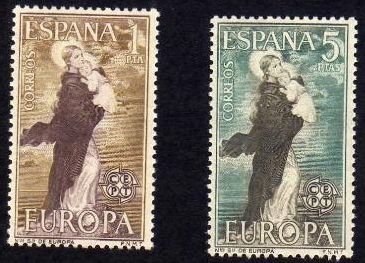 España 1963 1519/20 Sellos ** Europa CEPT Nuestra Señora de Europa de Angulo completa Timbres Espagne Spain Spagna Espana Spanje Spanien 
