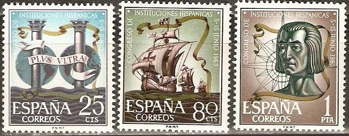 España 1963 1513/5 Sellos ** Congreso Instituciones Hispánica Timbre Espagne Spain Spagna Espana Spanje Spanien Yv1176/8 