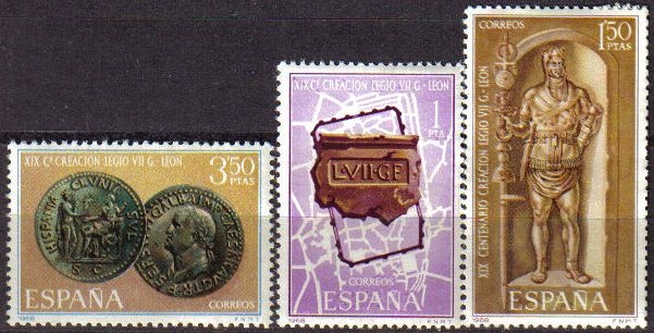 z vendido España 1968 1871/3 Sellos ** Cent. Legio Gemina León Completa Leve señal del charnela Timbre Espagne Spain Spagna Espana Spanje Spanien 