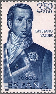 España 1967 1825 Sello * VIII Forjadores de América Cayetano Valdes c/señal charnela Timbre Espagne Spain Spagna Espana Spanje Spanien 