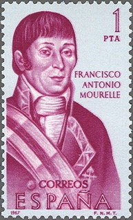 España 1967 1821 Sello * VIII Forjadores de América Francisco Antonio Mourelle c/señal charnela Timbre Espagne Spain Spagna Espana Spanje Spanien 