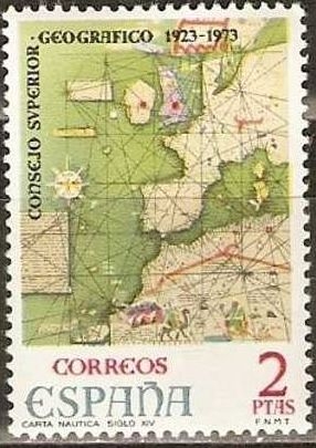 z vendido España 1974 2172 Sello ** L Aniversario del Consejo Superior Geográfico Carta Nautica completa Timbre Espagne Spain Spagna Espana Spanje Spanien 