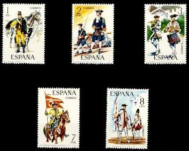 España 1974 2197/2201 Sellos ** Uniformes Militares Completa Timbres Espagne Spain Spagna Espana Spanje Spanien 