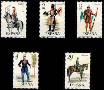 España 1977 2381/85 Sellos **Uniformes Militares Completa Timbre Espagne Spain Spagna Espana Spanje Spanien 