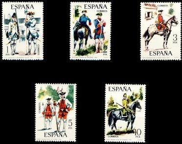 España 1975 2236/40 Sellos ** Uniformes Militares Completa Timbre Espagne Spain Spagna
