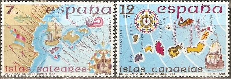 z vendido España 1981 2622/3 Sellos ** España Insular Islas Baleares y Canarias Completa Timbre Espagne Spain Spagna