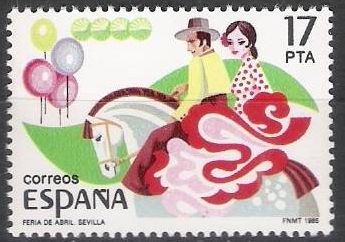 z vendido España 1985 2783 Sello ** Fiestas Populares Españolas Feria Abril Timbre Espagne Spain Spagna