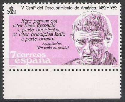z vendido España 1986 2860 Sello ** V Centenario del Descubrimiento de America Aristóteles (384-322 aC) Yvert2478 Scott2491 Timbre Espagne Spain Spagna