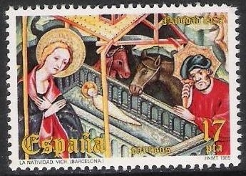 z vendido España 1985 2818 Sello ** Navidad Nacimiento del Señor, retablo de Guimerá, Museo Diocesano de Vich Timbre Espagne Spain Spagna