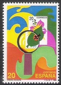 z vendido España 1989 2986 Sello ** Diseño Infantil Natalia Barro Timbre Espagne Spain Spagna