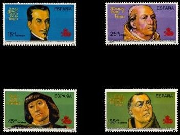 España 1991 3137/40 Sellos ** V Centenario del Descubrimiento de América. Inca Garcilaso de la Vega, Alejandro VI, Luis de Santángel y Fray Toribio de Motolinia Michel ScottB187/90 Timbre Espagne Spain Spagna