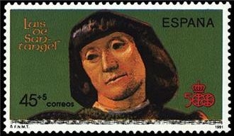 z vendido España 1991 3139 Sello ** V Cent. Descubrimiento de América Luis de Santángel Michel3013 ScottB19 Timbre Espagne Spain Spagna