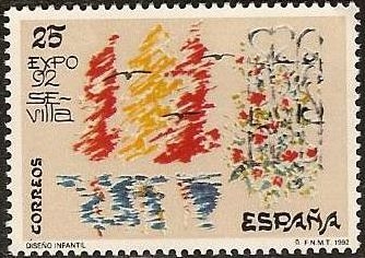 z vendido España 1992 3153 Sello ** EXPO'92 Diseño Infantil ganador Concurso Filatelico Escolar de Esther Lucas Rodriguez Michel3026 Scott2668 Timbre Espagne Spain Spagna