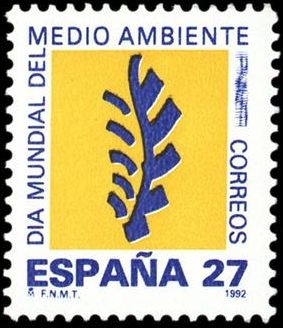 z vendido España 1992 3210 Sello ** Día Mundial del Medio Ambiente Logotipo Michel3072 Scott2684 Timbre Espagne Spain Spagna