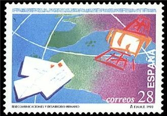 z vendido España 1993 3255 Sello ** Día de las Telecomunicaciones, desarrollo humano Michel3114 Scott2710 Timbre Espagne Spain Spagna