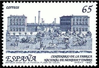 z vendido España 1993 3266 Sello ** Centenario de la F.N.M.T. Plaza de Colón Michel3124 Scott2746 Timbre Espagne Spain Spagna 