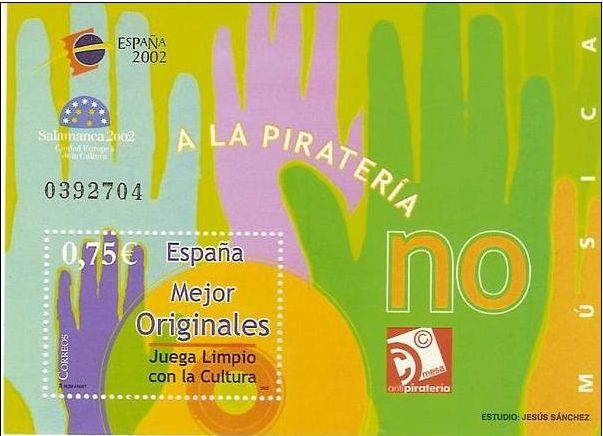 z vendido España 2002 3949 HB Sello ** Musica No a la pirateria Timbre Espagne Spain Spagna