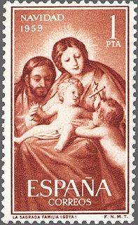 España 1959 1253 Sello ** Navidad Goya Sagrada Familia 1pta Timbre Espagne Spain Spagna 