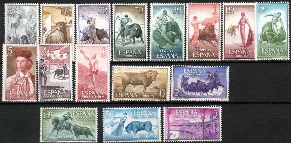 España 1960 1254/69 Sellos ** Fiesta Nacional Tauromaquia Toros completa Timbres Espagne Spain Spagna