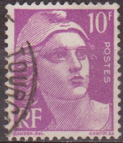 Francia 1948 Scott 600 Sello º Basico Marianne 10F France utilisé usado 