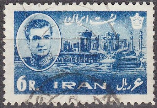 Iran 1962 Scott 1216 Sello º Mohammed Reza Shah Pahlavi y Palacio Darius Persepolis 6R Timbre 