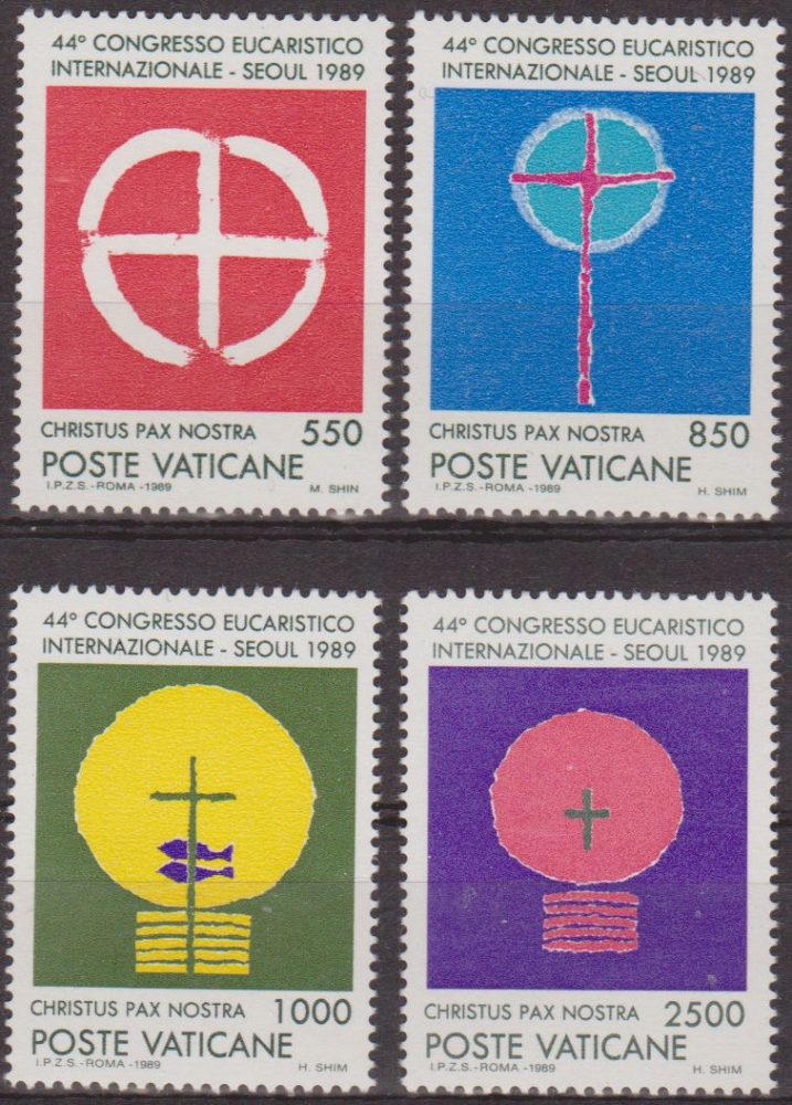 Vaticano 1989 Scott 838/41 Sellos ** 44º Congreso Eucaristico de Seul Simbolos de la Eucaristia Timbres Vatican 