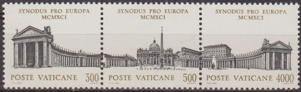 z vendido Vaticano 1991 Scott 895/7 Sellos ** Sinodo de Obispos Basilica de San Pedro Vatican 