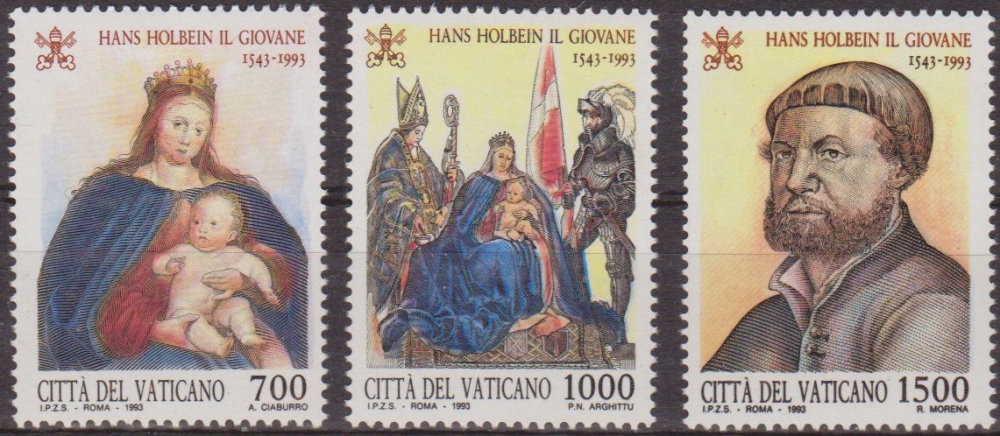 Vaticano 1993 Scott 939/41 Sellos ** Pintor Hans Holbein el Joven Vatican 