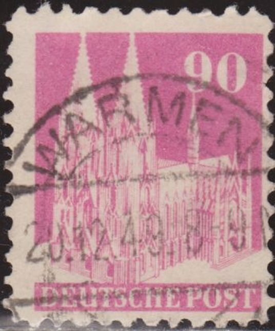 Alemania 1951 Scott 657 Sello º Arquitectura Catedral de Colonia Cologne Cathedral 90pf Allemagne Duitsland Germania Germany Alemagne Deutschland