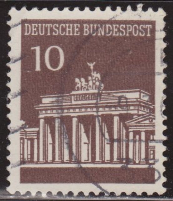 Alemania 1966 Scott 952 Sello º Arquitectura Puerta de Brandemburgo Berlin Brandenburg Gate 10pf Allemagne Duitsland Germania Germany Alemagne Deutschland