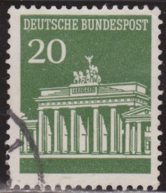 z vendido Alemania 1966 Scott 953 Sello º Arquitectura Puerta de Brandemburgo Berlin Brandenburg Gate 20pf Allemagne Duitsland Germania Germany Alemagne Deutschland