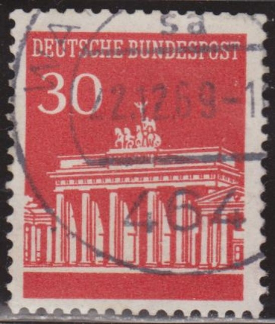 Alemania 1966 Scott 954 Sello º Arquitectura Puerta de Brandemburgo Berlin Brandenburg Gate 30pf Allemagne Duitsland Germania Germany Alemagne Deutschland