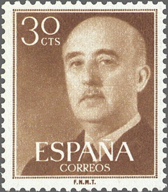España 1955 1147 Sello ** General Franco 30cts sin goma Timbre Espagne Spain Spagna Espana Espanha Spanje Spanien Spanie Stamps Briefmarke Francobolli Timbre Postal Postzegel Selo Postal