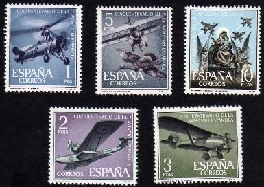 z vendido España 1961 1401/5 Sellos ** Aniversario de la Aviación Española Completa Timbre Espagne Spain Spagna