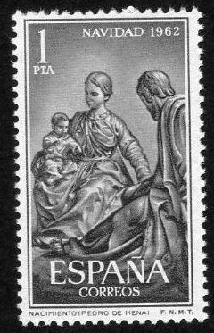 España 1962 1478 Sello ** Navidad Nacimiento Pedro de Mena Timbre Espagne Spain Spagna 