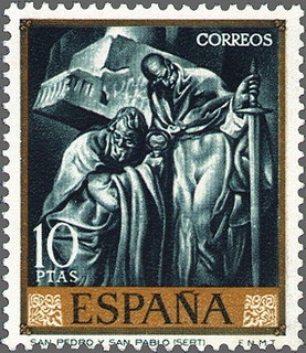 z vendido España 1966 1719 Sello ** Pintor José Mª Sert San Pedro y San Pablo Timbre Espagne Spain Spagna Espana Spanje Spanien
