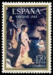 España 1968 1897 Sello ** Navidad El Nacimiento Fiori da Urbino El Baroccio leve señal charnela Timbre Espagne Spain Spagna