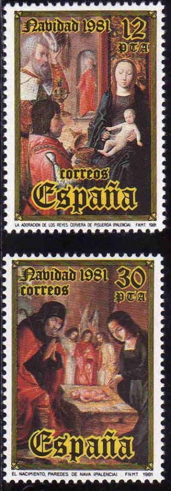 España 1981 2633/4 Sellos ** Navidad Adoracion de los Reyes y Nacimiento de Juan de Flandes completa Timbres Espagne Spain Spagna Espana Spanje Spanien