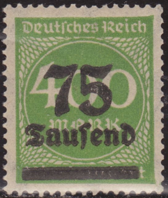 Alemania 1923 Scott 251 Sello * Numeros Cifras Sobrecargado 75th - 400m c/charnela Deutsches Reich Allemagne Duitsland Germania Germany Alemagne Deutschland