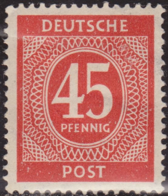 z vendido Alemania 1946 Scott 550 Sello * Cifras Numeros 45pf Allemagne Duitsland Germania Germany Alemagne Deutschland 