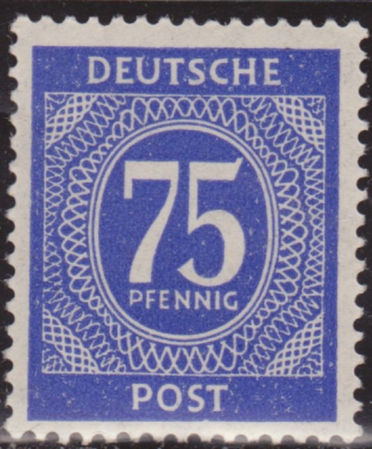 z vendido Alemania 1946 Scott 553 Sello ** Cifras Numeros 75pf Allemagne Duitsland Germania Germany Alemagne Deutschland 