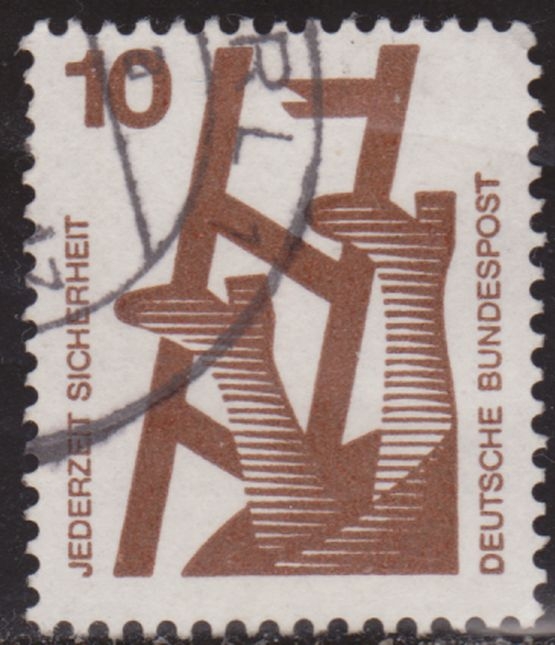 Alemania 1971 Scott 1075 Sello º Accidentes Broken Ladder 10pf Allemagne Duitsland Germania Germany Alemagne Deutschland