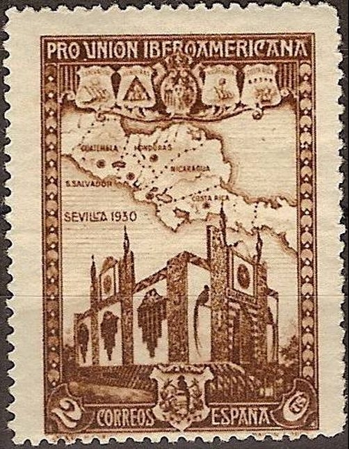 España 1930 567 Sello * Pro Union Iberoamericana Sevilla Pabellon de America Central 2c Timbre Espagne Spain Spagna Espana