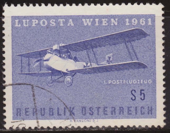 Austria 1961 Scott 660 Sello º First Austrian Mail Plane 1918 5S Timbre Autriche Osterreich
