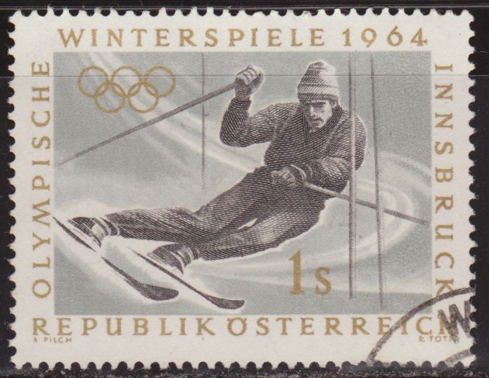 Austria 1963 Scott 711 Sello º Sports Biathlon Ski with Rifle 1S Timbre Autriche Osterreich