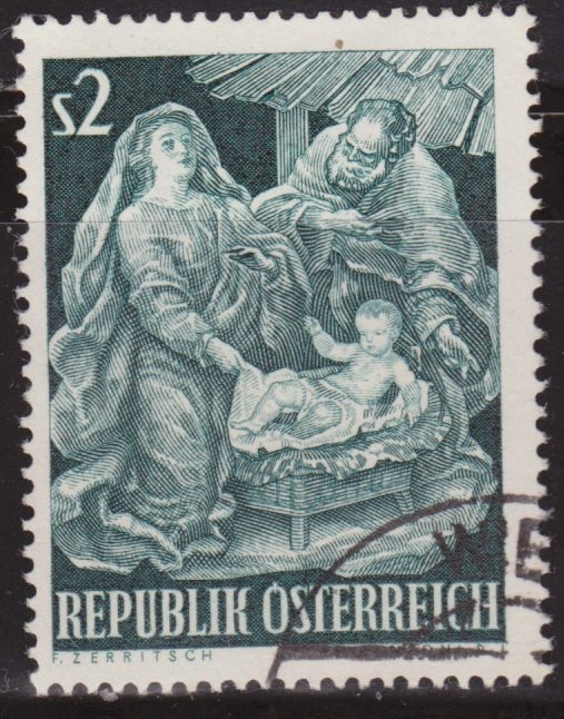 z vendido Austria 1963 Scott 718 Sello º Christmas Baroque Creche by Josef Thaddäus Stammel 2S Timbre Autriche Osterreich