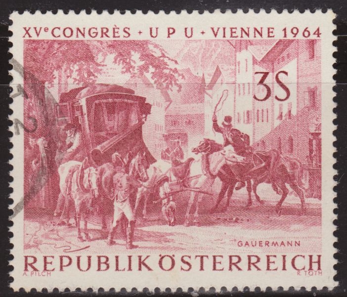 Austria 1964 Scott 734 Sello º Changing Horses at Bavarian Border by Friedrich Gauermann 3S Timbre Autriche Osterreich
