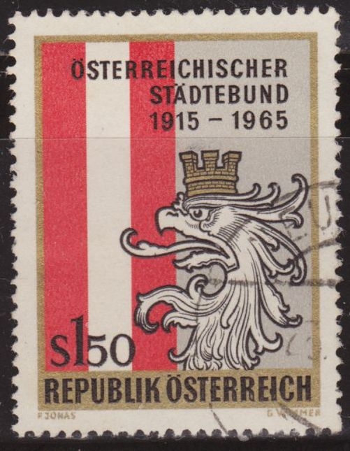 Austria 1965 Scott 753 Sello º Austrian Flag and Eagle with Mural Crown 1,50S Timbre Autriche Osterreich